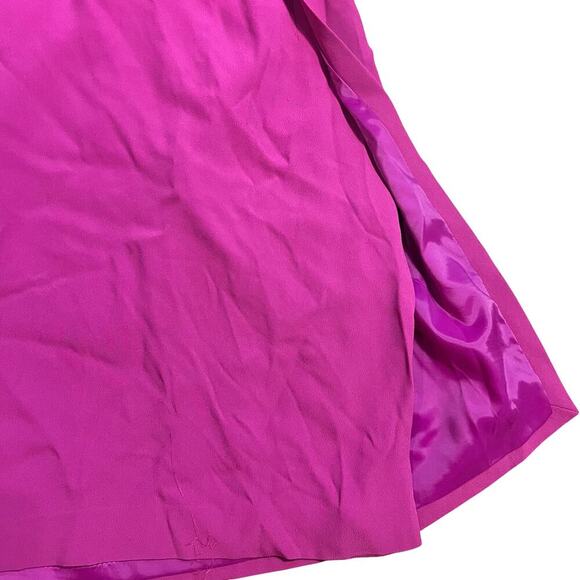 Reiss Shari Shift Dress Size US 6 Fuchsia Faux Wrap Asymetrical Sheath Belted - Picture 4 of 9